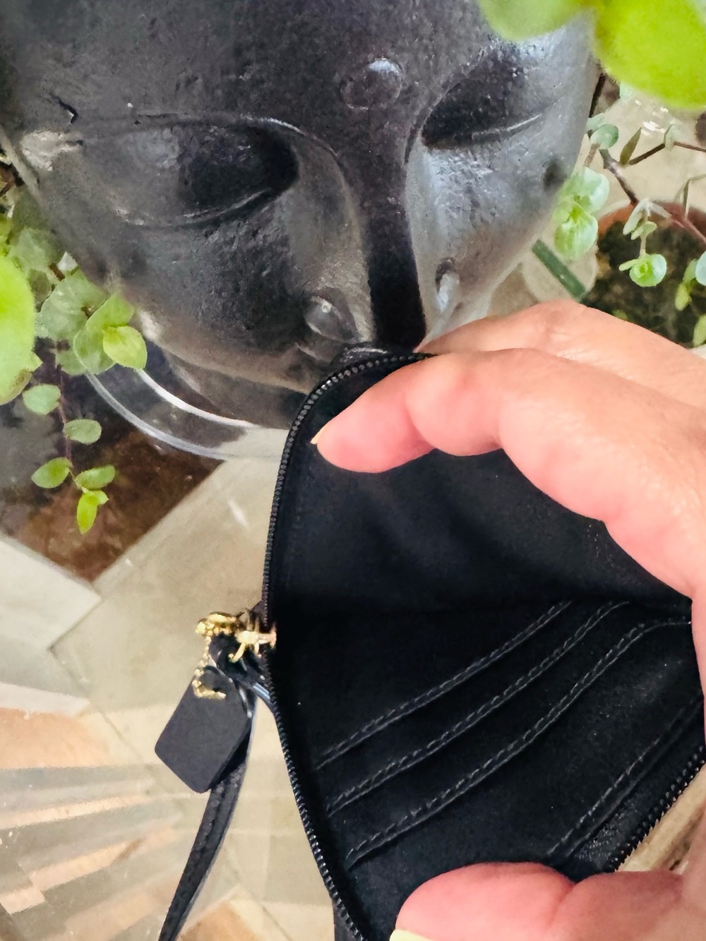 Coach Black and Beige Signature Canvas Wristlet Pouch - Picture 7 of 7